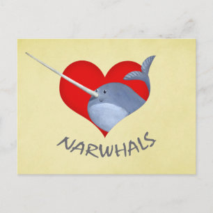 Ik hou van Narwhals Briefkaart