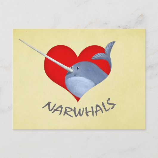 Ik hou van Narwhals Briefkaart (Voorkant)