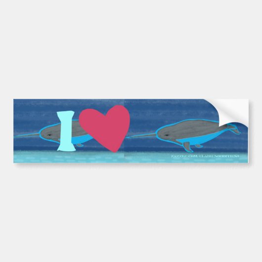 Ik hou van Narwhals Bumpersticker (Voorkant)
