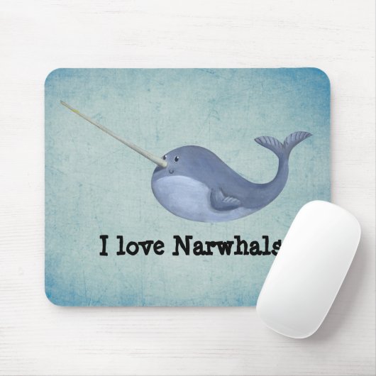 Ik hou van Narwhals Muismat (Met muis)