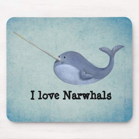 Ik hou van Narwhals Muismat (Voorkant)