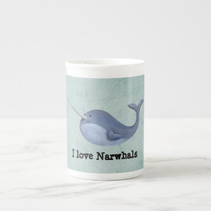 Ik hou van Narwhals Porselein Kop