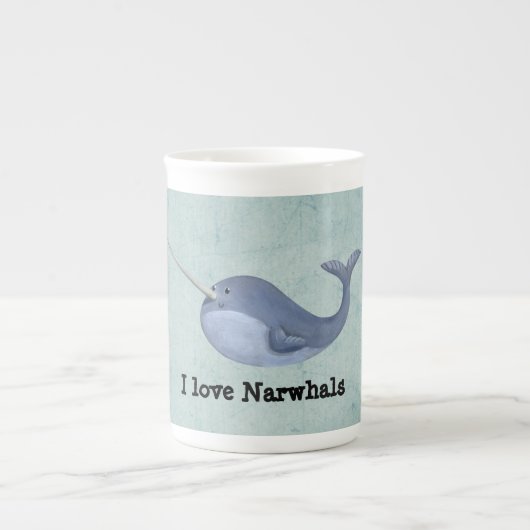 Ik hou van Narwhals Porselein Kop (Voorkant)