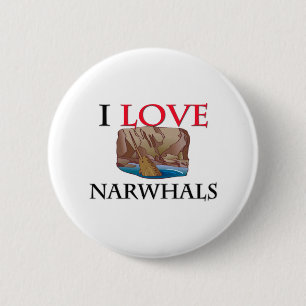 Ik hou van Narwhals Ronde Button 5,7 Cm