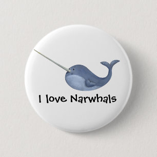 Ik hou van Narwhals Ronde Button 5,7 Cm