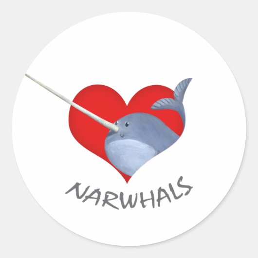 Ik hou van Narwhals Ronde Sticker (Voorkant)