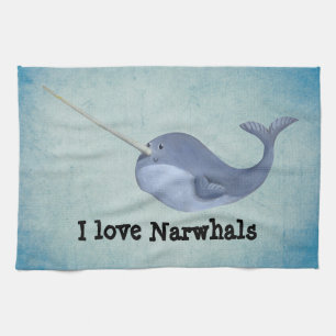 Ik hou van Narwhals Theedoek