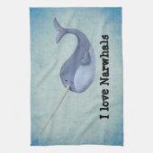 Ik hou van Narwhals Theedoek (Verticaal)