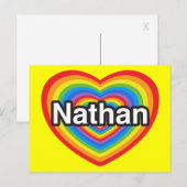 Ik hou van Nathan. Ik hou van je Nathan. Hart Briefkaart (Voorkant / Achterkant)