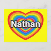 Ik hou van Nathan. Ik hou van je Nathan. Hart Briefkaart (Voorkant)