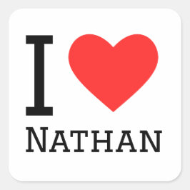 Ik hou van Nathan Vierkante Sticker