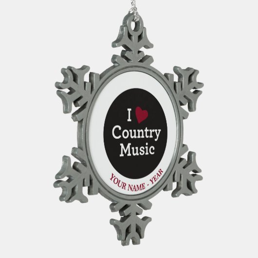 Ik hou van nationale muziek tin sneeuwvlok ornament (Links)