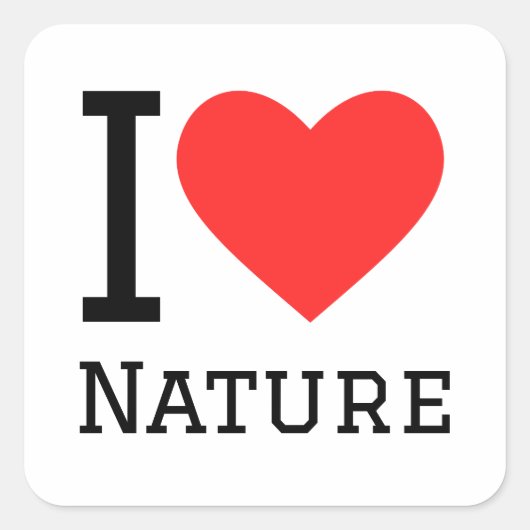 Ik hou van natuur vierkante sticker (Voorkant)