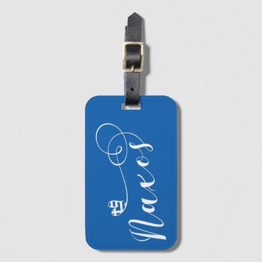 Ik hou van Naxos, Griekse vlag Bagagelabel (Voorkant (verticaal))