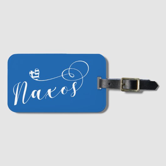 Ik hou van Naxos, Griekse vlag Bagagelabel (Voorkant (horizontaal))