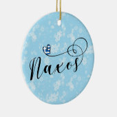 Ik hou van Naxos, Griekse vlag Keramisch Ornament (Rechts)