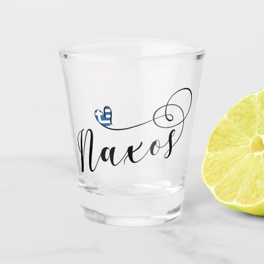Ik hou van Naxos, Griekse vlag Shot Glas (Voorkant)