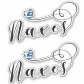 Ik hou van Naxos, Griekse vlag Sticker (Voorkant)
