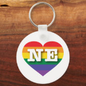 Ik hou van Nebraska Rainbow Heart Sleutelhanger (Voorkant)