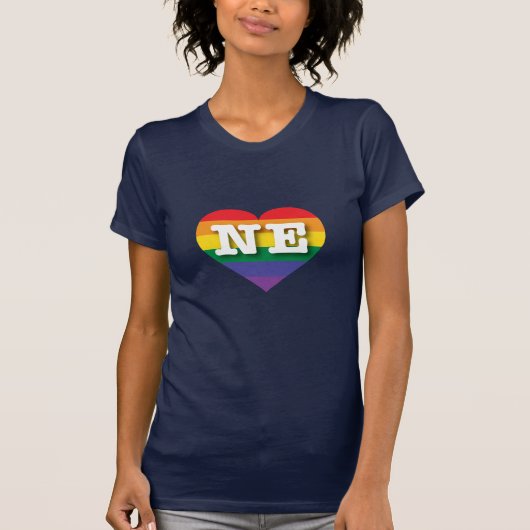 Ik hou van Nebraska Rainbow Heart T-shirt (Voorkant)
