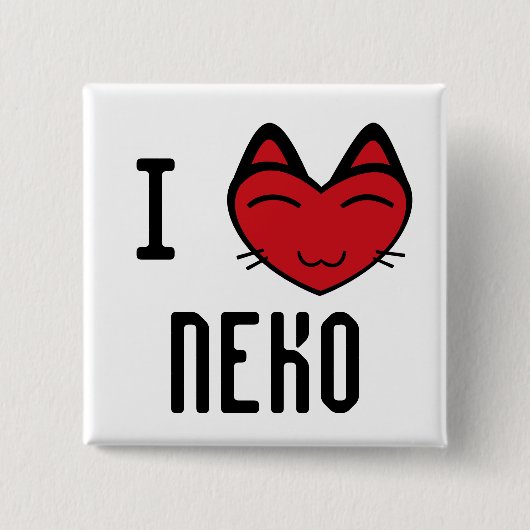 Ik hou van Neko Vierkante Button 5,1 Cm (Voorkant)