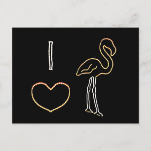 Ik hou van Neon Flamingos Briefkaart