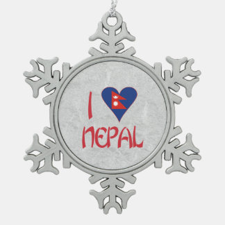 Ik hou van Nepal Tin Sneeuwvlok Ornament