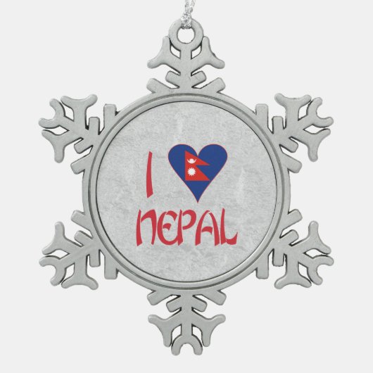 Ik hou van Nepal Tin Sneeuwvlok Ornament (Voorkant)