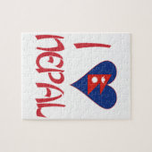 Ik hou van (Nepalese Hart Vlag) Nepal Legpuzzel (Horizontaal)