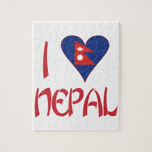 Ik hou van (Nepalese Hart Vlag) Nepal Legpuzzel (Verticaal)