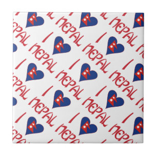 Ik hou van (Nepalese Hart Vlag) Nepal Tegel Tegeltje