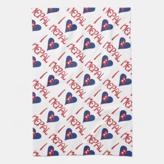 Ik hou van (Nepalese Hart Vlag) Nepal Tegel Theedoek
