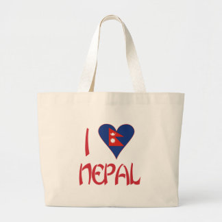 Ik hou van (Nepalese Hartvlag) Nepal Grote Tote Bag