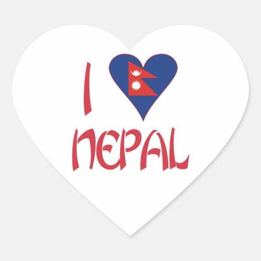 Ik hou van (Nepalese Hartvlag) Nepal Hart Sticker (Voorkant)
