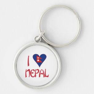 Ik hou van (Nepalese Hartvlag) Nepal Sleutelhanger