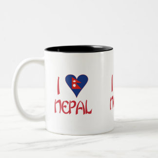 Ik hou van (Nepalese Hartvlag) Nepal Tweekleurige Koffiemok