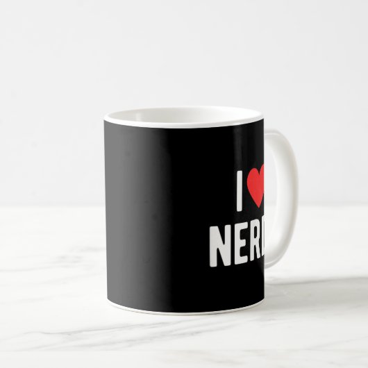 Ik hou van nerds Funny Geeky Graphic Heart Nerd Koffiemok (Voorkant rechts)