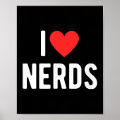 Ik hou van nerds Funny Geeky Graphic Heart Nerd Poster (Voorkant)