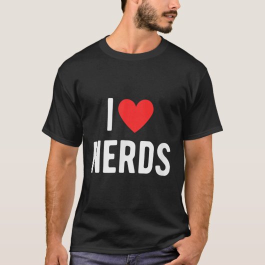Ik hou van nerds Funny Geeky Graphic Heart Nerd T-shirt (Voorkant)