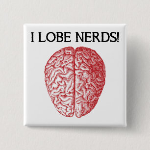 Ik Hou Van Nerds Leuk Grappige Knop Speld Vierkante Button 5,1 Cm