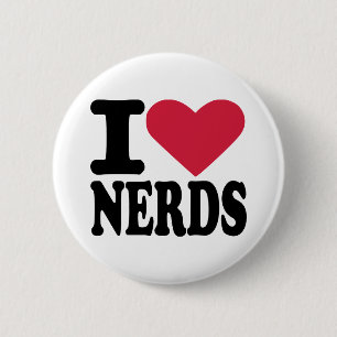 Ik hou van nerds ronde button 5,7 cm
