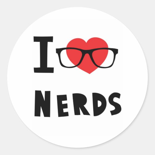 Ik hou van nerds ronde sticker (Voorkant)