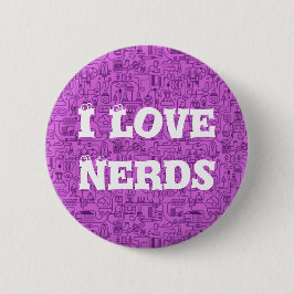 Ik hou van nerds roze knop ronde button 5,7 cm