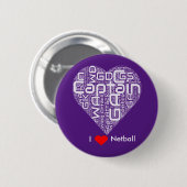 Ik hou van Netball Woord Kunstontwerp Ronde Button 5,7 Cm (Voorkant /achterkant)