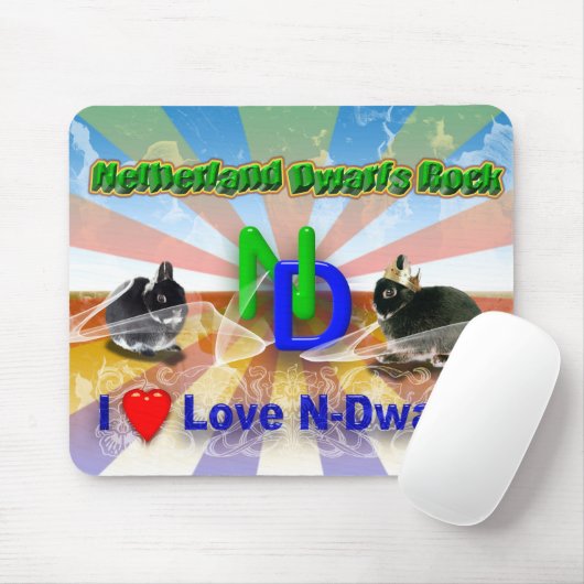 Ik hou van Netherland Dwarf Bunnies Muismat (Met muis)