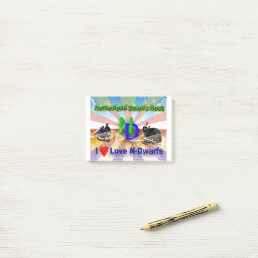 Ik hou van Netherland Dwarf Bunnies Post-it® Notes (Op bureau)