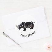 Ik hou van neushoorns - Afrikaanse dieren - natuur Ronde Sticker (Envelop)