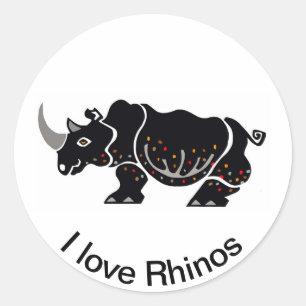 Ik hou van neushoorns - Afrikaanse dieren - natuur Ronde Sticker