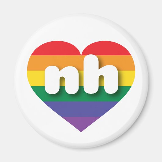 Ik hou van New Hampshire Rainbow Heart Magneet (Voorkant)