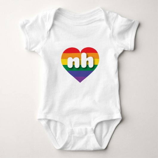 Ik hou van New Hampshire Rainbow Heart Romper (Voorkant)
